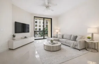 Dining area adjacent to kitchen and living room, ideal for entertaining and everyday living. AI Staged