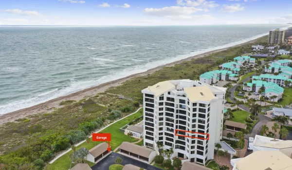 Ocean front condo with one-car shared garage and north-facing views.