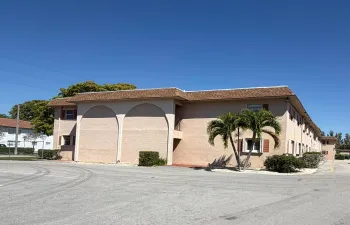 Building entrance from parking lot