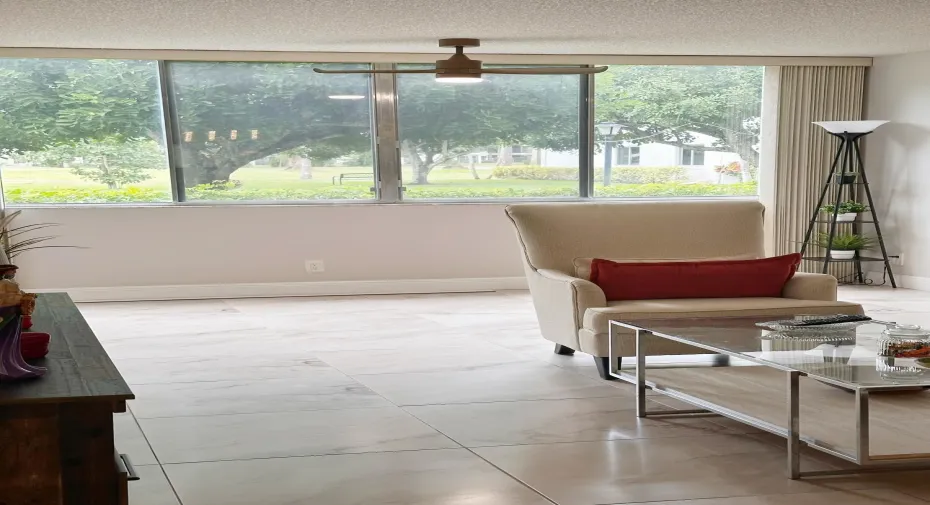 living room with garden view