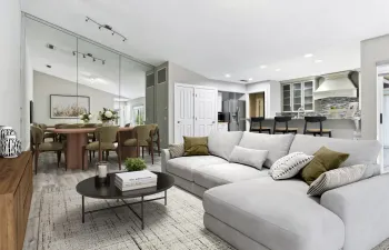 Staged living room/dining area