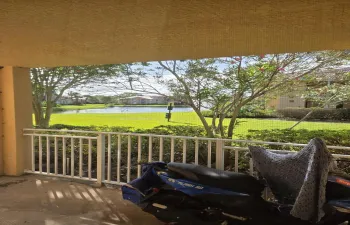 Large covered patio with water view