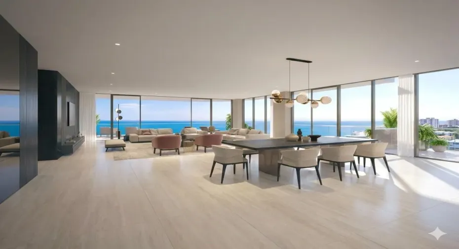 Rendering Living and Dining Area