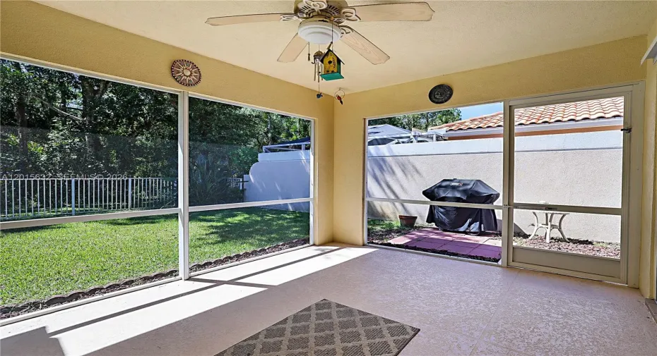 Screened in patio with peaceful private preserve view