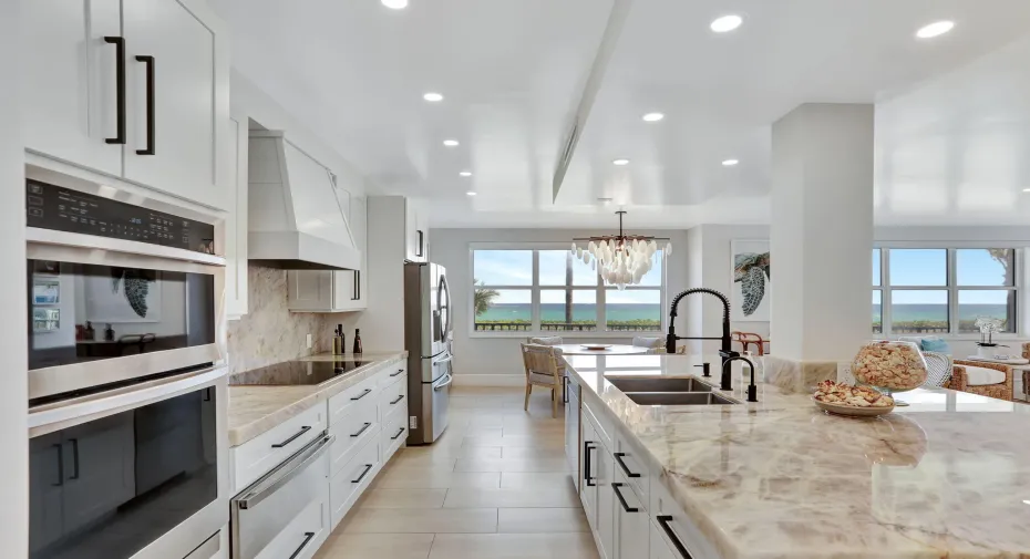 Custom Wooded Cabinets & Warming Draw