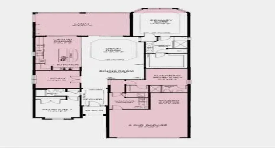 Additional Highlights Include: Gourmet kitchen, casual dining extension, study in place of flex, bay window at primary suite, tandem garage, extended lanai, tray ceiling pkg, 10' ceilings, 8' interior doors, and pre-plumb for future laundry tub.