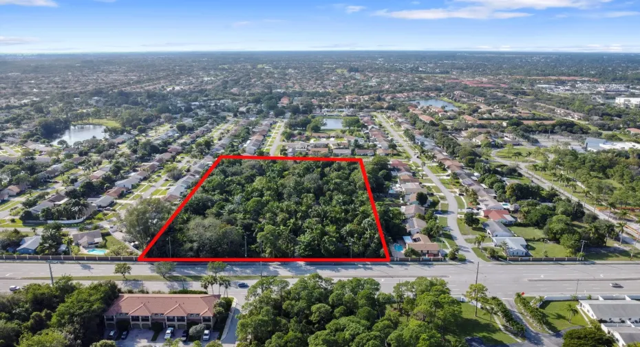 Over 400 feet of frontage on Military Trail - Aerial Looking West
