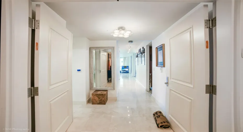 Front doors from private foyer