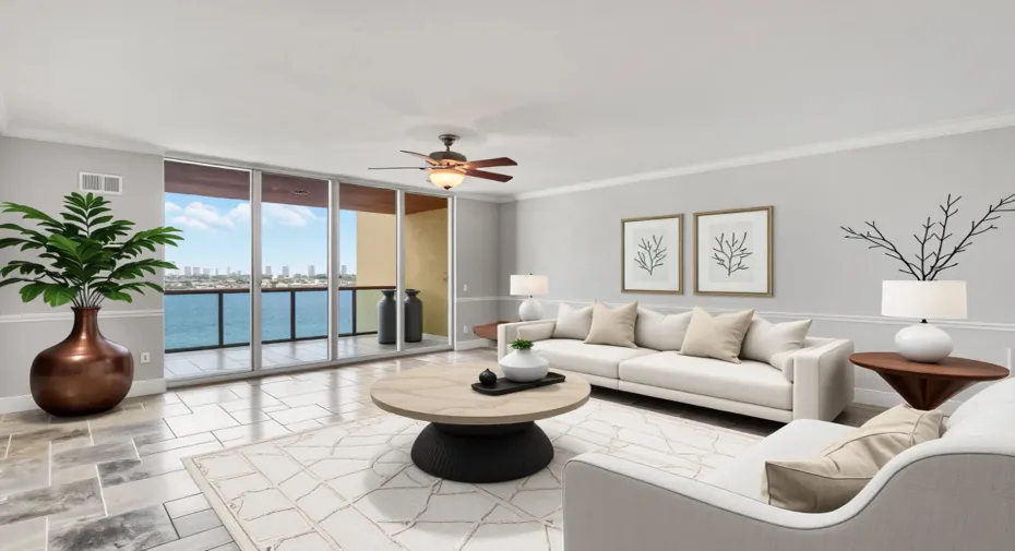 This photo has been virtually furnished to give you an example of how furnishing might look.