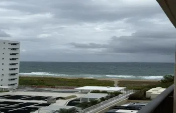 View of beach from balcony