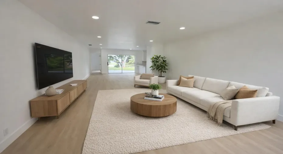 Modern living room with natural light