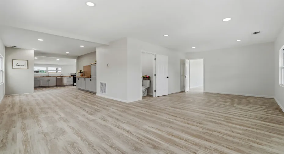 High ceilings and open layout