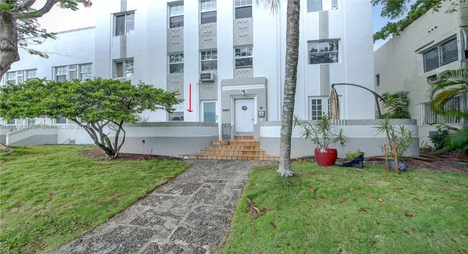 Arrow points to your private patio