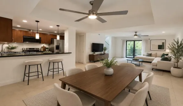 AI Staged Kitchen and Living Area