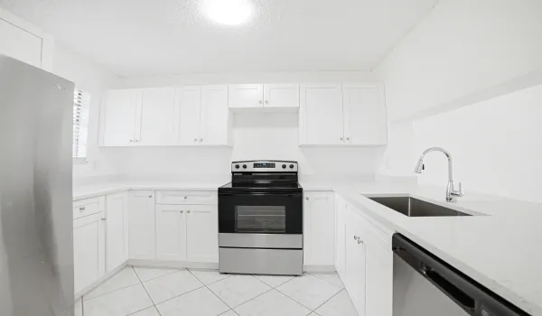 Brand New Kitchen with all White Wood Kitchen Cabinets
