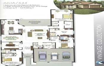 3 Bedrooms plus Den/Optional 4th Bedroom, 3 .5 Baths, Screened Patio, 3-Car Garage
