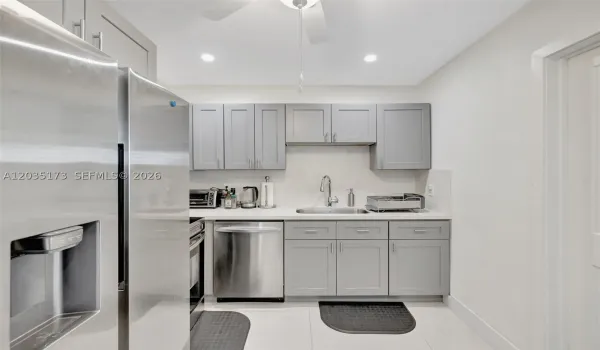 Renovated kitchen with stainless steel appliances