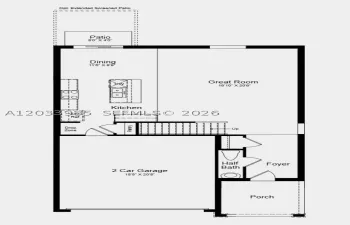First Floor Plan - Additional Highlights Include: laundry appliance package, GE refrigerator, and window blinds throughout the whole house