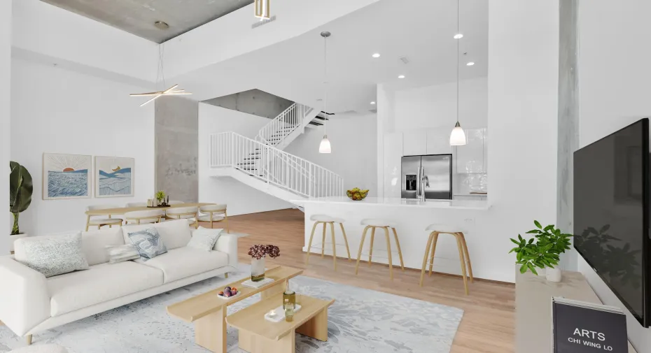 Virtually staged dining living