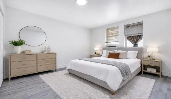Modern bedroom with light accents