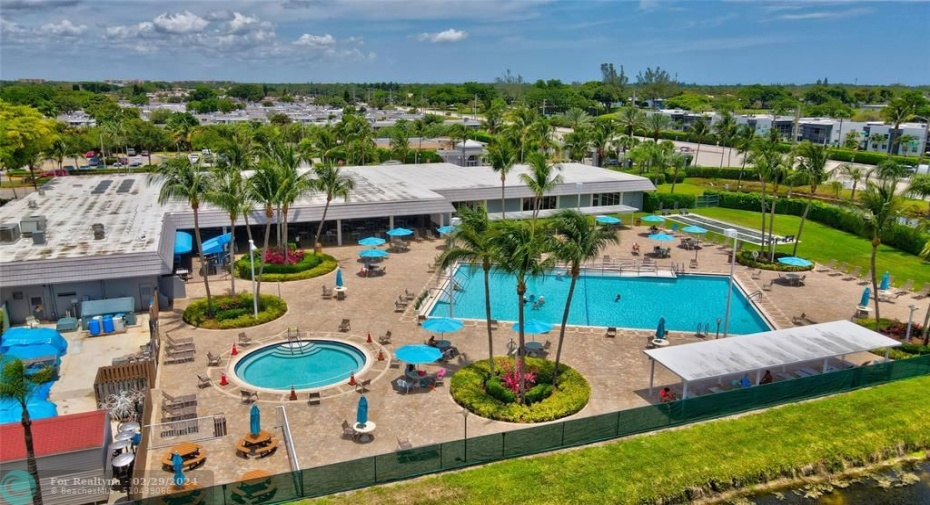 Club house with pool and spa