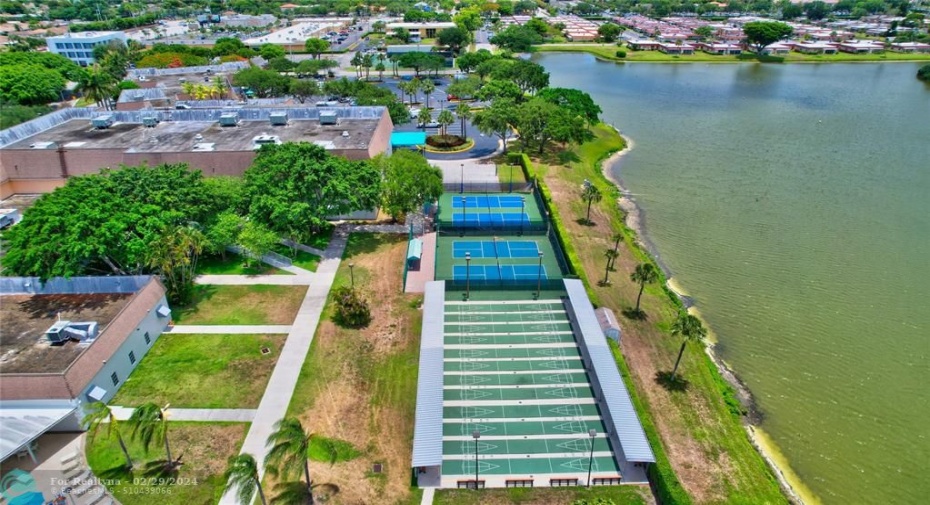 Pickle ball and shuffleboard courts courts.