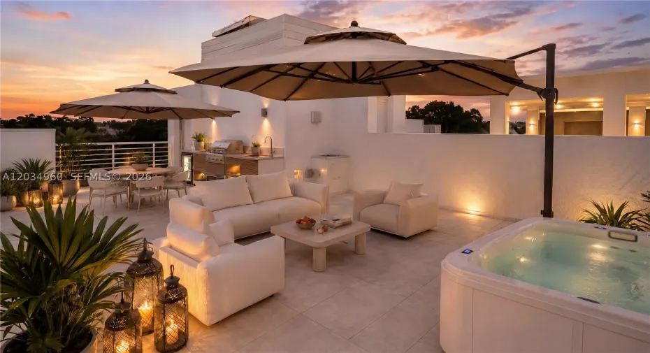 Private Rooftop Terrace Virtually Staged