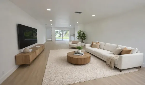 Modern living room with natural light