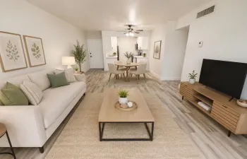 LIVING ROOM, DINING AND KITCHEN