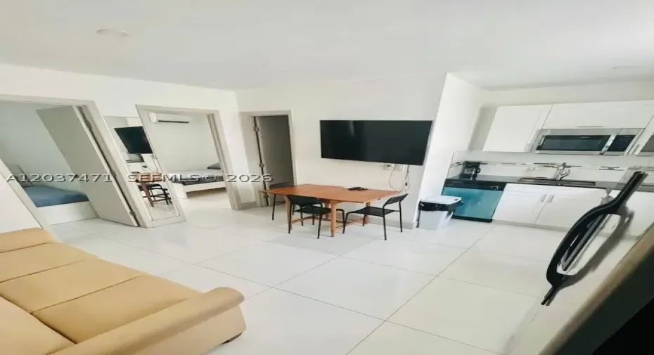 living room with kitchen