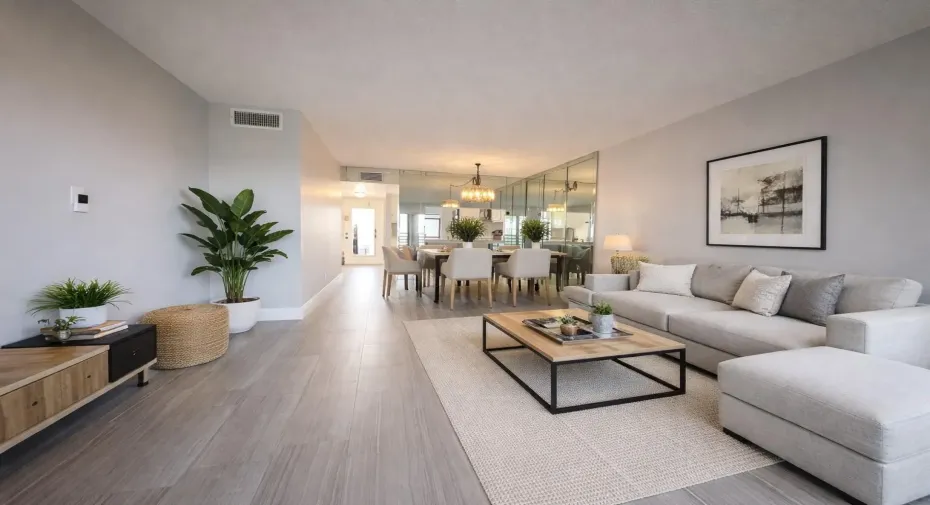 Open concept living/dining room-virtually staged