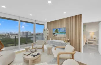 Floor-to-ceiling windows, water views