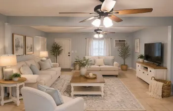 Digitally staged living room