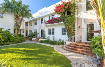 Lush courtyard entry