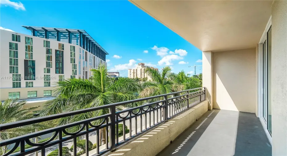 Spacious Balcony. 550 Okeechobee Blvd., Unit #521, West Palm Beach, FL 33401. Cityplace South Tower Condo. For Sale.