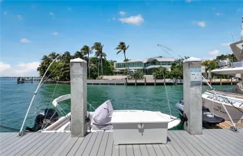 Community dock across Sunset Island.