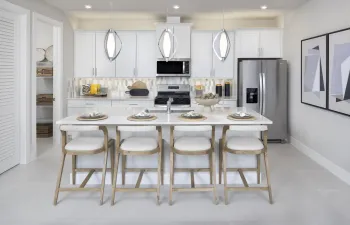 Stock photos represent builder's floorplan