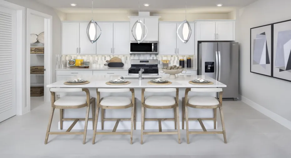 Stock photos represent builder's floorplan