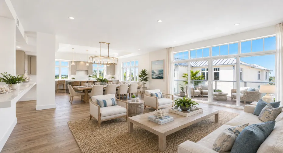 Living Room, Dining Room, Kitchen