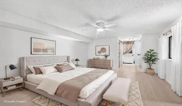 Virtually staged primary bedroom