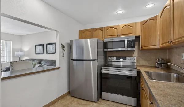 Opening through kitchen to living area,