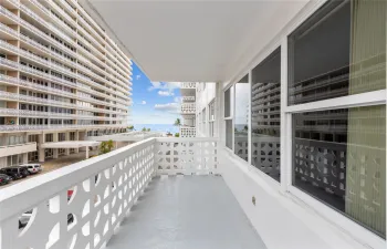 Balcony with large impact windows