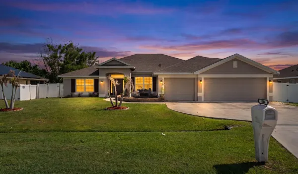 Front exterior twilight