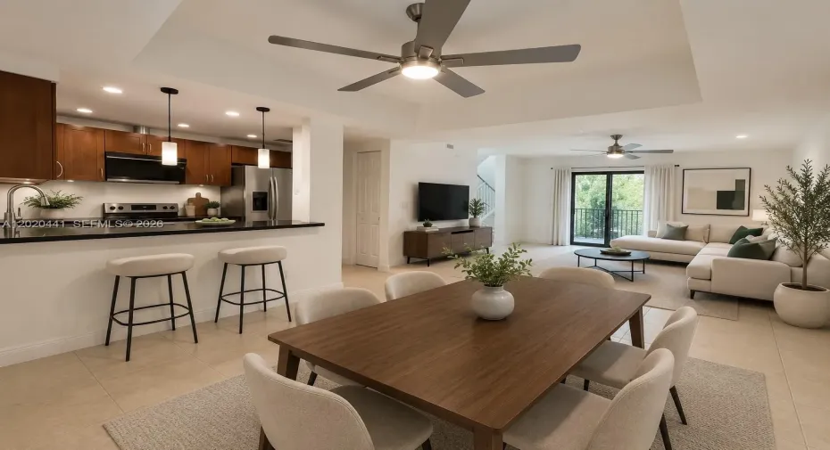 AI Staged Kitchen and Living Area