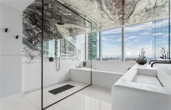 Dramatic Viola Marble on Ceilings and in Shower