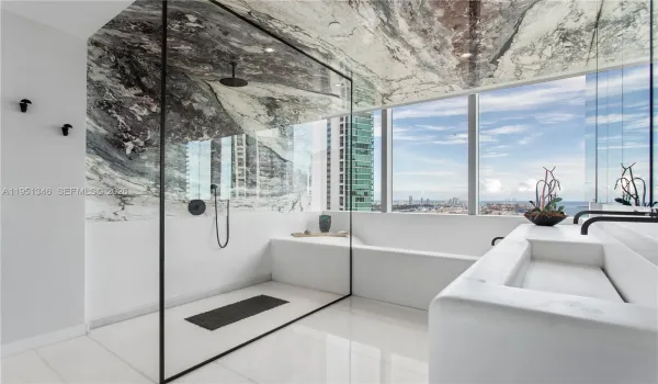 Dramatic Viola Marble on Ceilings and in Shower