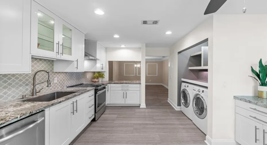 Convenient laundry center in kitchen
