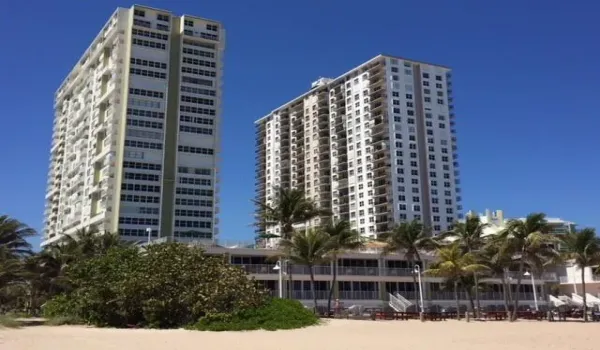 Pompano Beach Club buildings from the beach