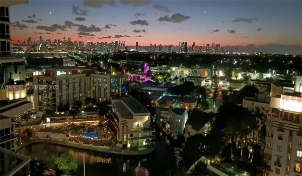 West Sunset View of Bay and Miami Cityscape