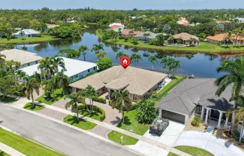 Lakefront single story home with wide lake views